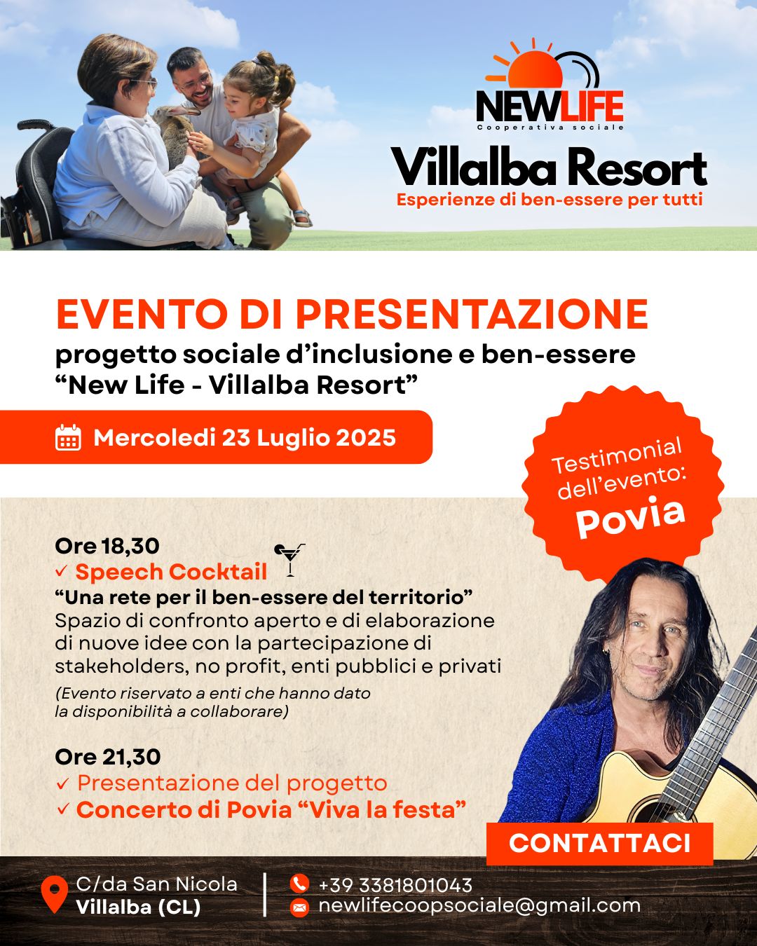 Locandina evento Povia